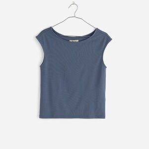 Madewell Blue Scoopneck Cap-Sleeve Tee